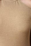 Ribbed Knit Cutaway Cold Shoulder Round Hem Dress