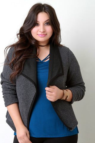 Thick Knit Open Flap Cardigan
