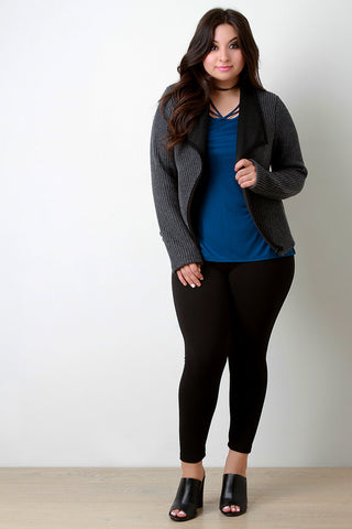 Thick Knit Open Flap Cardigan