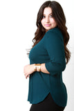 Three Quarter Sleeve Keyhole Neckline Thermal Top