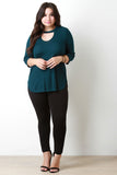 Three Quarter Sleeve Keyhole Neckline Thermal Top