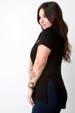 Strappy Round Neck High Low Top