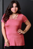 Strappy Round Neck High Low Top