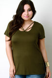 Strappy Round Neck High Low Top