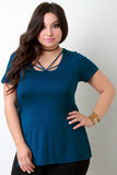 Strappy Round Neck High Low Top