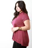 Mock Neck Keyhole Flowing Hem Tee