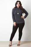 Cold Shoulder Rib Knit Trim Sweater