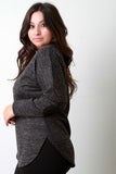 Marled Knit Elbow Patch Sweater Top
