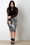 Mesh Long Sleeve Keyhole Top