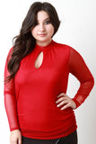 Mesh Long Sleeve Keyhole Top