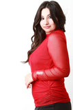 Mesh Long Sleeve Keyhole Top