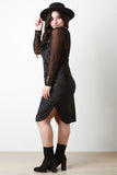 Crush Velvet Mesh Yoke Bodycon Dress