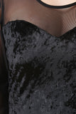 Crush Velvet Mesh Yoke Bodycon Dress