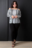 Striped Cold Shoulder Long Sleeves Top