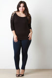 Lace Up Cold Shoulder Dolman Top