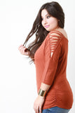 Lace Up Cold Shoulder Dolman Top