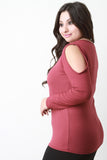 Lace Up V Neck Cold Shoulder Top