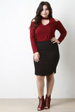 Long Sleeve Cold Shoulder Rib Knit Keyhole Top