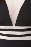 Striped Panel Mesh Bodycon Dress