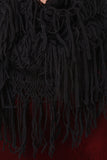 Loose Knit Fringe Hem Infinity Scarf