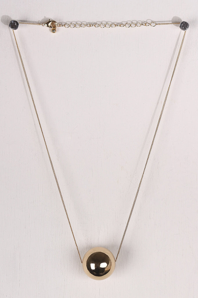Polished Bead Ball Pendant Necklace