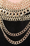 Gold Member Draped Chain Collar Necklace Set