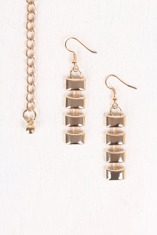 Gold Member Draped Chain Collar Necklace Set