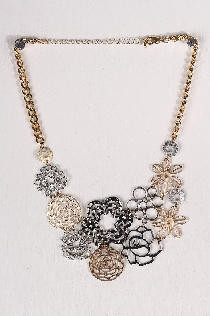 Laser Cut Flower Fashion Necklace