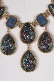 Glitter Teardrop Gemstone Statement Necklace