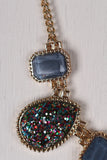 Glitter Teardrop Gemstone Statement Necklace
