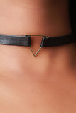 Triangle Charm Vegan Leather Choker Necklace