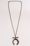 Wooden Crescent Moon Pendant Necklace
