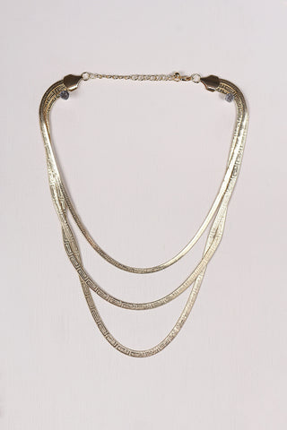 Triple Chain Textured Pattern Necklace