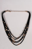 Layered Vegan Leather Beaded Choker