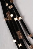Layered Vegan Leather Beaded Choker