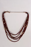 Layered Vegan Leather Beaded Choker