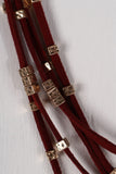 Layered Vegan Leather Beaded Choker