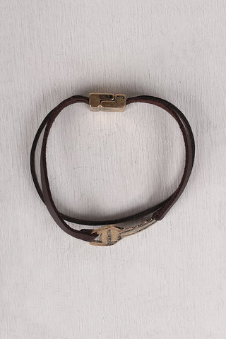 Strength is Key Vegan Leather Bracelet