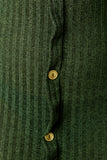 Rib Knit Button Accent Bell Sleeves Dress