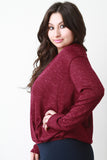 Melange Knit Surplice Drop Shoulder Top