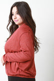 Melange Knit Surplice Drop Shoulder Top