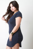 Melange Knit Zip Up Mini Dress