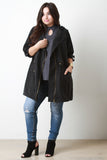 Hooded Zip Up Drawstring Utility Trench Coat