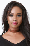 Strappy Studded Vegan Suede Choker Necklace