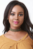 Eyelet Lace Vegan Suede Choker Necklace