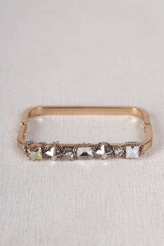 Chains And Stone Square Bangle
