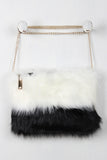 Two Tone Faux Fur Cross Body Bag