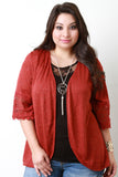 Crochet Sleeve Knitted Cardigan