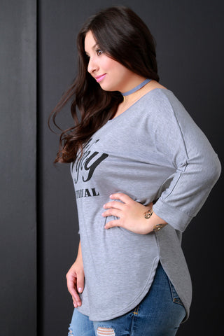 Wifey Material Graphic Quarter Sleeves Top