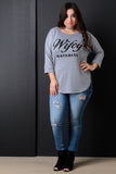 Wifey Material Graphic Quarter Sleeves Top